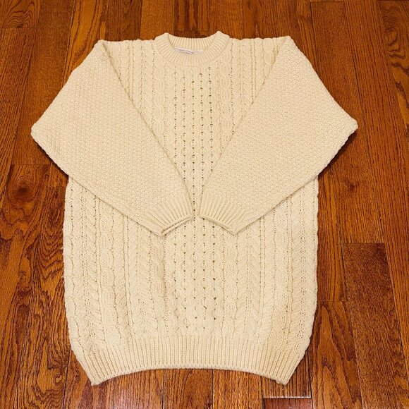 Highland Home Industries Scotland Scottish Thistle Cable Knit Aran Wool Sweater - Picture 13 of 16